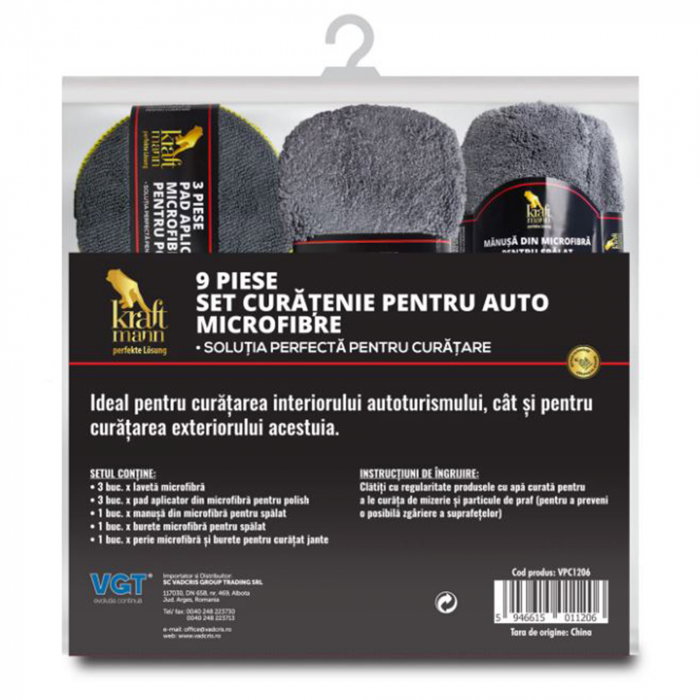 Set auto Kraftmann pentru curatenie cu 9 piese din microfibra [1]