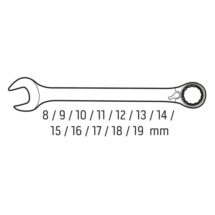 Set de chei cu clichet si comutator, 12 bucati, 8 - 19 mm [2]