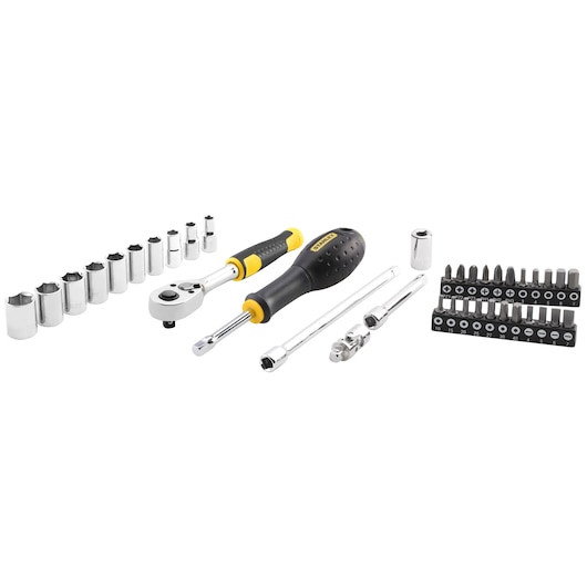 Set de clicheti cu 72 de dinti si chei tubulare STANLEYr 1/4 in., cu accesorii, 38 buc. [2]