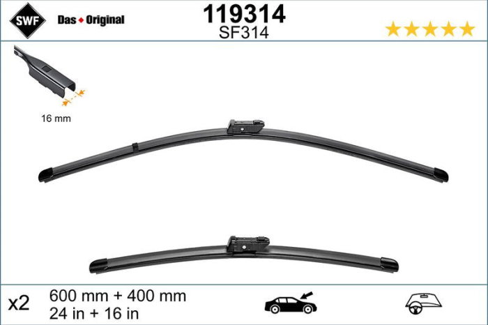 Set lamela stergator SWF Wiper FB OE LHD 600/400 mm [1]