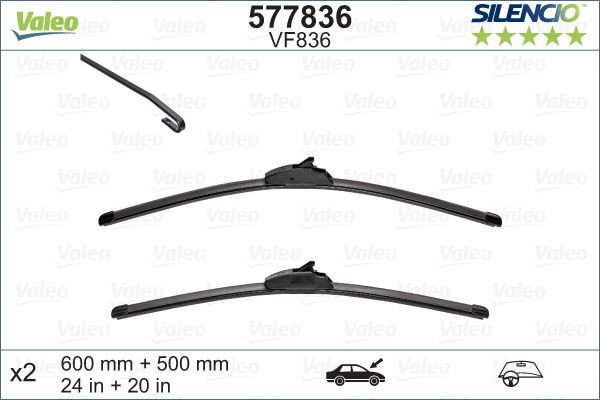 Set lamela stergator Valeo Silencio FlatBlade OE 600/500 mm [1]