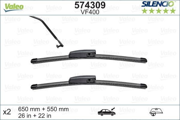 Set lamela stergator Valeo Silencio FlatBlade OE 650/550 mm [1]