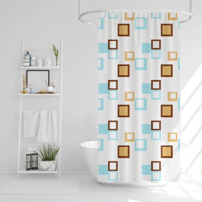 Set perdea de duș 180 x 180 cm - Inclus burete lung de baie, fără BPA [5]