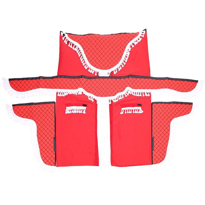 Set perdele decor cabina camion, velur rosu-alb universale Mega Drive [1]