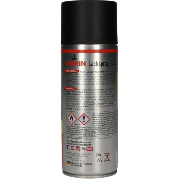 Spray vopsea, Nigrin, negru mat, 400 ml [2]