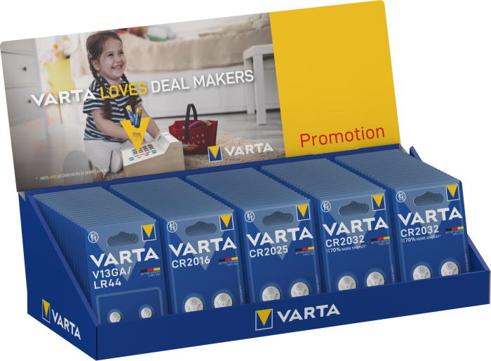 Stand echipat cu microbaterii VARTA - 100 bucati [1]