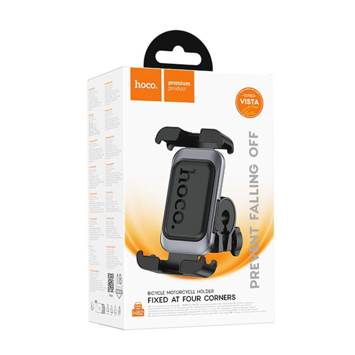 Suport Telefon Moto / Bicicletă Hoco H82, Prindere Ghidon (Fixed Corners), Metalic, Gri [1]