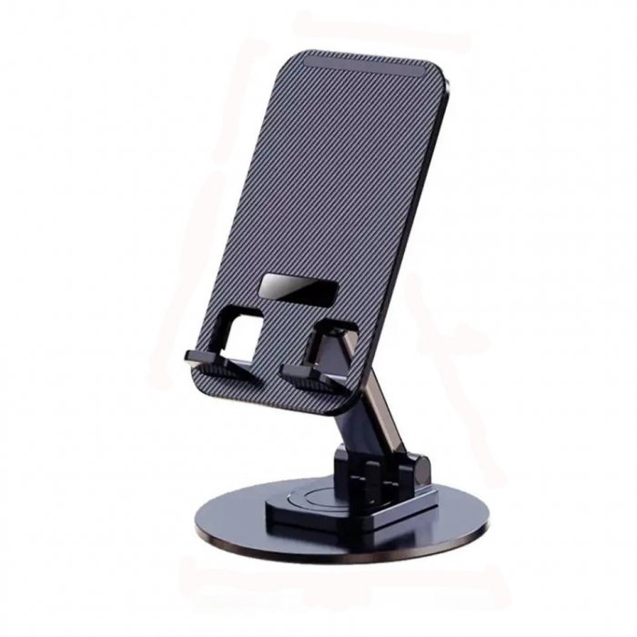 Suport birou pentru telefon/ tableta rotativ 360 aluminiu negru [1]