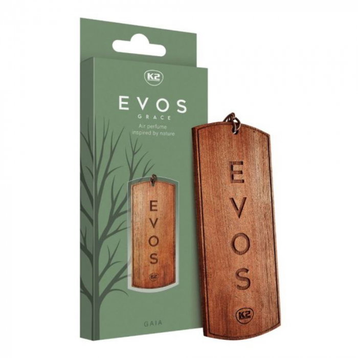 Odorizant Auto din Lemn Masiv K2 EVOS GRACE GAIA, Parfum Floral-Chypre (Coacăze Negre, Trandafir, Paciuli), Pandantiv Elegant [1]