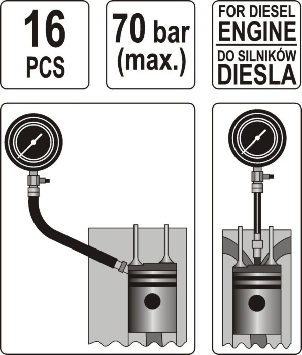 Tester de compresie pentru motor Diesel 16 piese [2]