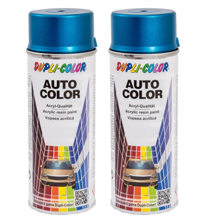 Pachet 2 x Vopsea spray auto Dacia albastru electric metalizată Dupli Color 350 ml [1]