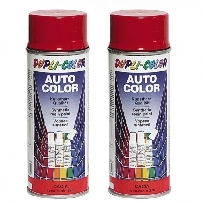 Pachet 2 x Vopsea Spray Auto Dacia Rosu 270 Dupli-Color 350 ml [1]