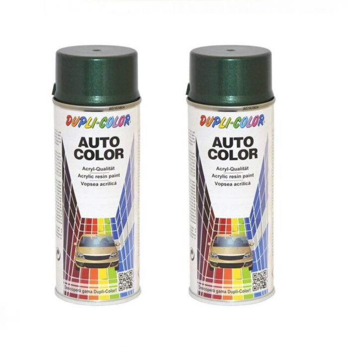 Pachet 2 x Vopsea Spray Auto Dacia Verde Dragon Metalizată Dupli Color 350 ml [1]