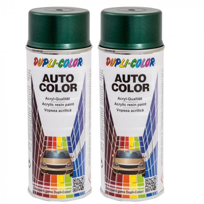 Pachet 2 x Vopsea spray auto Dacia verde malachit metalizată Dupli-Color 350 ml [1]