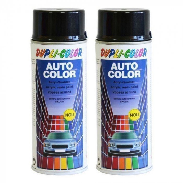 Pachet 2 x Vopsea Spray Auto Dupli-Color Skoda Negru Magic 9910 [1]