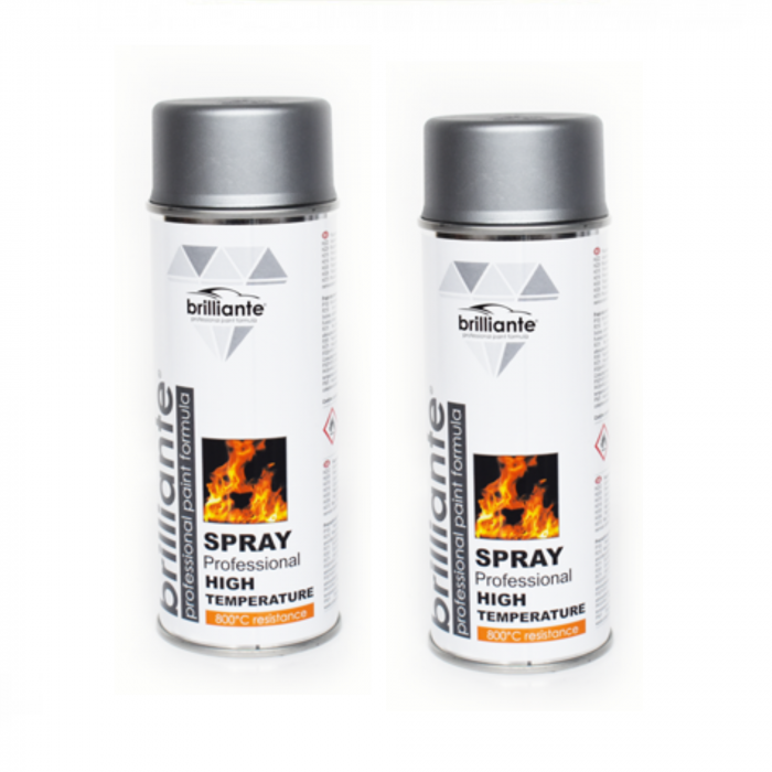 Pachet 2 x Vopsea Spray Brilliante Temperaturi Inalte Argintiu 400 ml [1]