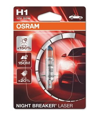 Electrica si Electronice Auto - Bec 12V H1 55 W, Night Breaker Laser NextGen +150% Blister, 1 Buc, Osram