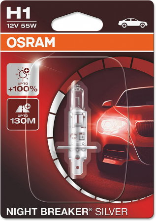 Electrica si Electronice Auto - Bec 12V H1 55 W Osram, Night Breaker Silver +100% Blister, 1 Buc