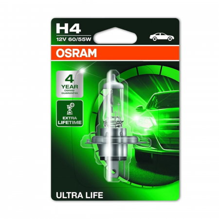 Electrica si Electronice Auto - Bec halogen H4 12V 60/55W Osram, Ultra Life Blister, 1 Buc