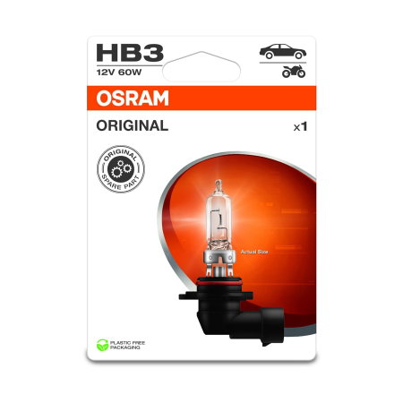 Halogen - Bec Auto Halogen HB3 (9005) Osram Original Line, 12V, 60W, Blister 1 Buc, Calitate OEM, Faza Lunga / Proiector