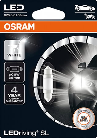 Auxiliare LED - Bec auxiliar LED C5W 36 mm Osram White 6000K blister