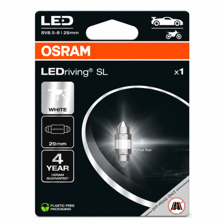 Auxiliare LED - Bec auxiliar Osram LED 12V (C5W 29 mm) white 6000K blister 1 bucata