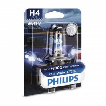 Electrica si Electronice Auto - Bec Far H4 60/55W 12V Racing Vision GT200 Philips (Blister)