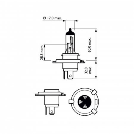 Bec Far H4 P43T 60/55W 12V Vision (Blister) Philips [2]
