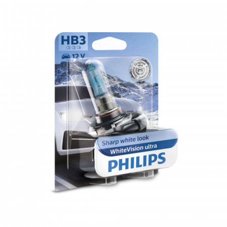 Electrica si Electronice Auto - Bec Far HB3 12V P20D 65W Philips (Blister) White Vision Ultra