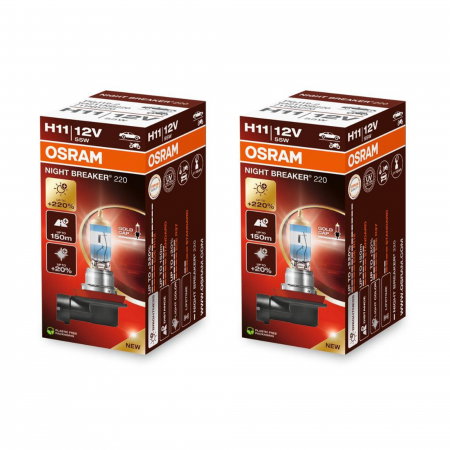 Electrica si Electronice Auto - Pachet 2 becuri halogen H11 12V Osram Night Breaker 220%