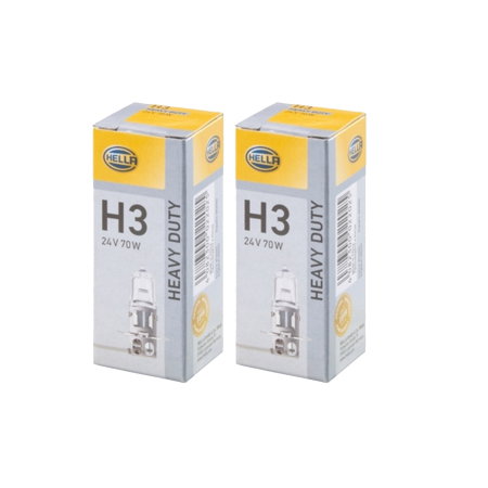 Electrica si Electronice Auto - Set 2 Becuri Halogen H3 HELLA pentru Camioane/Utilaje - 24V, 70W (PK22s), Iluminat Simetric