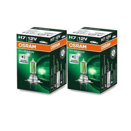 Electrica si Electronice Auto - Set 2 bucăți Bec Halogen H7 Osram All Season - +30% Lumină, Tentă Galbenă (Anti-Ceață) - 12V 55W