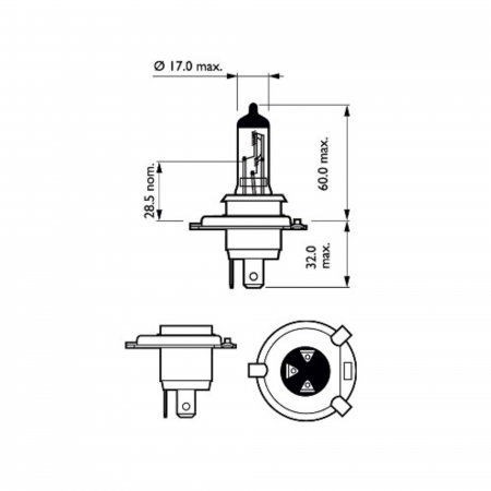 Pachet 2 Becuri Moto H4 Vision 12V 60/55W Philips (Blister) [2]