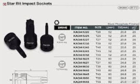 Tubulare cu torx, E-uri si hexagon (Scule si echipamente service) - Bit impact 1/2 T55