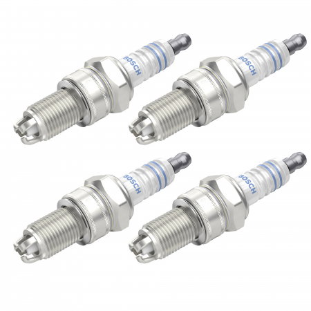Echipamente Service - Set 4 Bucati Bujie Scanteie Bosch cu 3 Electrozi, Cheie 20.8mm, Filet M14, Kit Aprindere VW Golf III, Passat, Audi 80