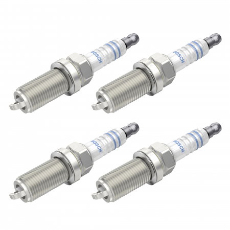 Echipamente Service - Set 4 bujii scanteie Bosch pentru Citroen C3, Xsara, Fiat Scudo, Hyundai ix35, Santa Fe, Sonata, Kia Sorento, Sportage, Nissan Almera, Micra, Primera, X-Trail, Renault Espace, Vel Satis