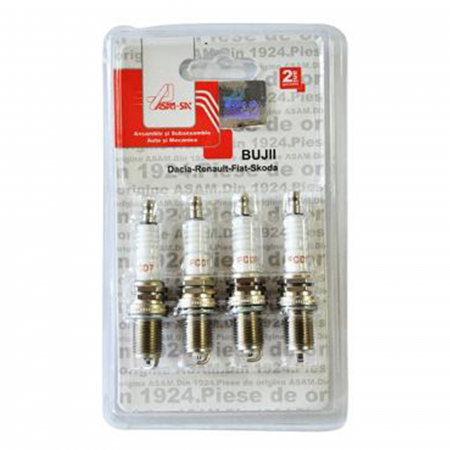 Echipamente Service - Set 4 Bujii Scanteie Dacia Logan / Sandero 1.4 MPI, 1.6 MPI, 1.2 16V, Cod OE 7700500155, 1 Electrod, Filet M14x1.25