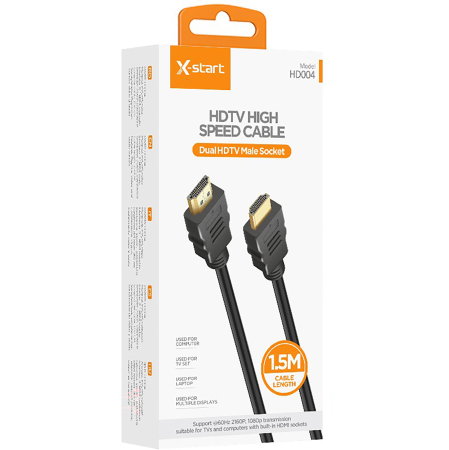Branduri - Cablu HDMI High Speed X-Start 4K Ultra HD, 1.5 Metri, Model HD004, Rezolutie 2160P / 60Hz, Conectori Tata-Tata, PVC si Aliaj