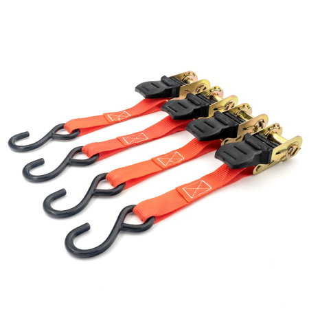 Set 4 Chingi Ancorare cu Clichet Carguard - 4.5m x 25mm - 680kg (Total 2.7 Tone) - Moto, ATV, Remorcă - Certificat TUV/GS [2]