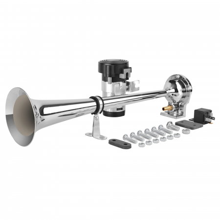 Electrica si Electronice Auto - Claxon cromat cu compresor si 1 goarna, pentru camion, 24V, 1A