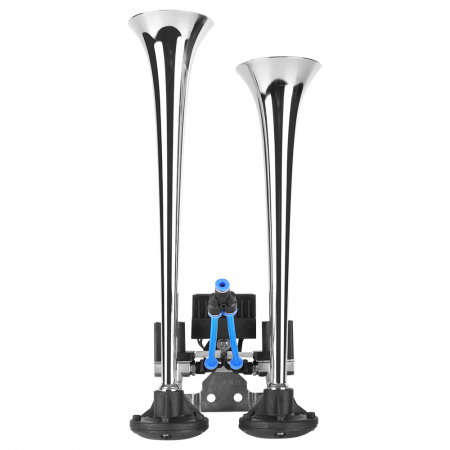 Claxon cu 2 goarne cromate, pentru camion, melodic fast&slow 24V, 1A [2]