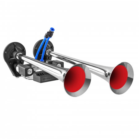 Electrica si Electronice Auto - Claxon cu 2 goarne cromate, pentru camion, melodic fast&slow 24V, 1A