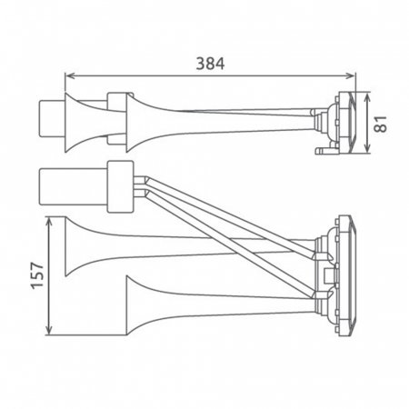 Claxon cromat cu 2 goarne, melodic, pentru camion, 24V, 1A [2]