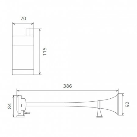 Claxon cromat cu compresor si 1 goarna, pentru camion, 24V, 1A [2]
