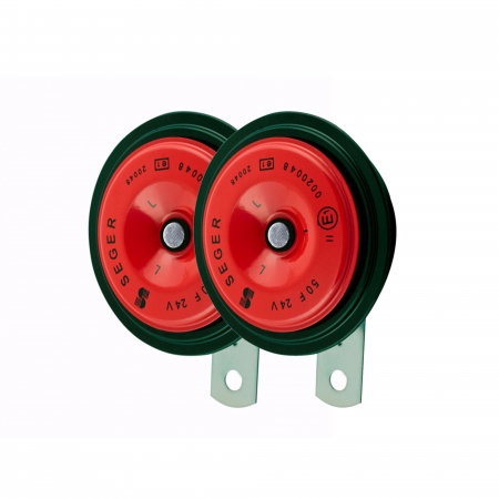 Electrica si Electronice Auto - Set 2 claxoane electromagnetice, tip disc, ton inalt si jos, pentru camion 24V 3A+3A