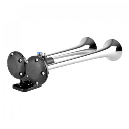 Claxon cromat cu 2 goarne, pentru camion, 24V, 1A [1]