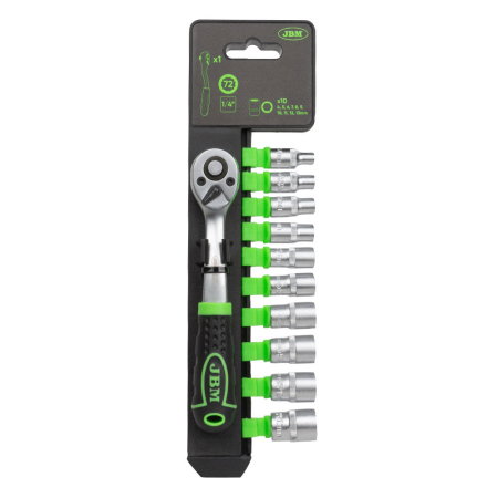 Truse scule si seturi (Scule si echipamente service) - Clichet cu 72 dinti 1/4" cu set tubulare Hex.
