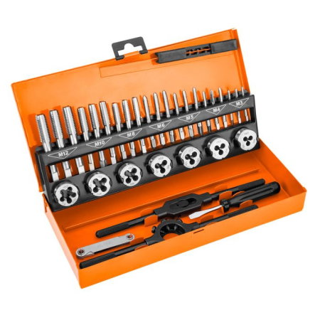 Scule speciale reparatii auto (Scule speciale auto) - Filiere si tarozi M3-M12 set 32 buc HSS