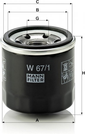 Filtru ulei Mann W 67/1 pentru Kia, Mazda, Nissan, Subaru [1]