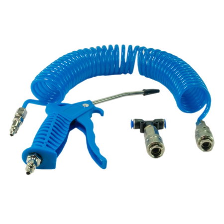 Kit Pistol Pneumatic Suflat Aer Carguard, Furtun Spiralat 5m (PU), Cupla Rapida "T", Presiune 10 ATM, Ideal Cabina Camion / Atelier [2]